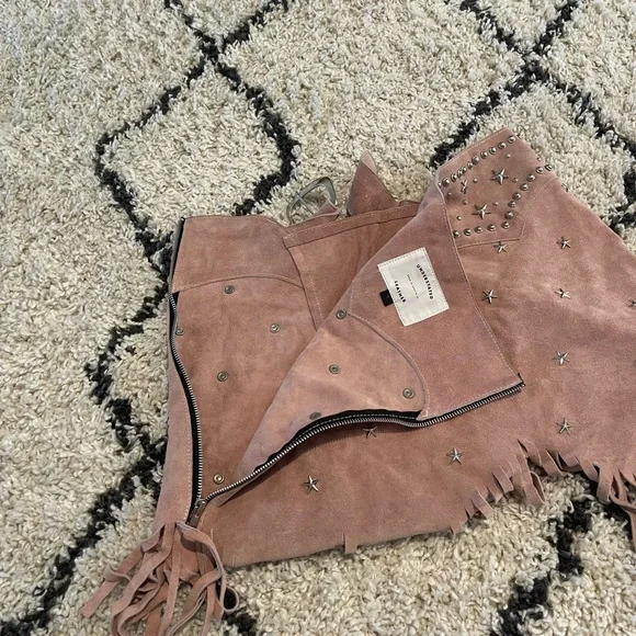 UNDERSTATED LEATHER PARIS TEXAS SKIRT IN LILAC - Picture 10 of 12